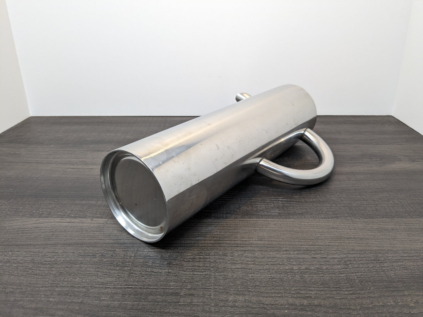 Stainless Steel Modernist Water Pitcher | Streamlined Tall Narrow Liquid Dispenser | Vintage Barware