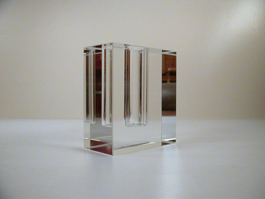 Crystal Glass Bud Vase, Solid Glass Rectangular Cube Vase