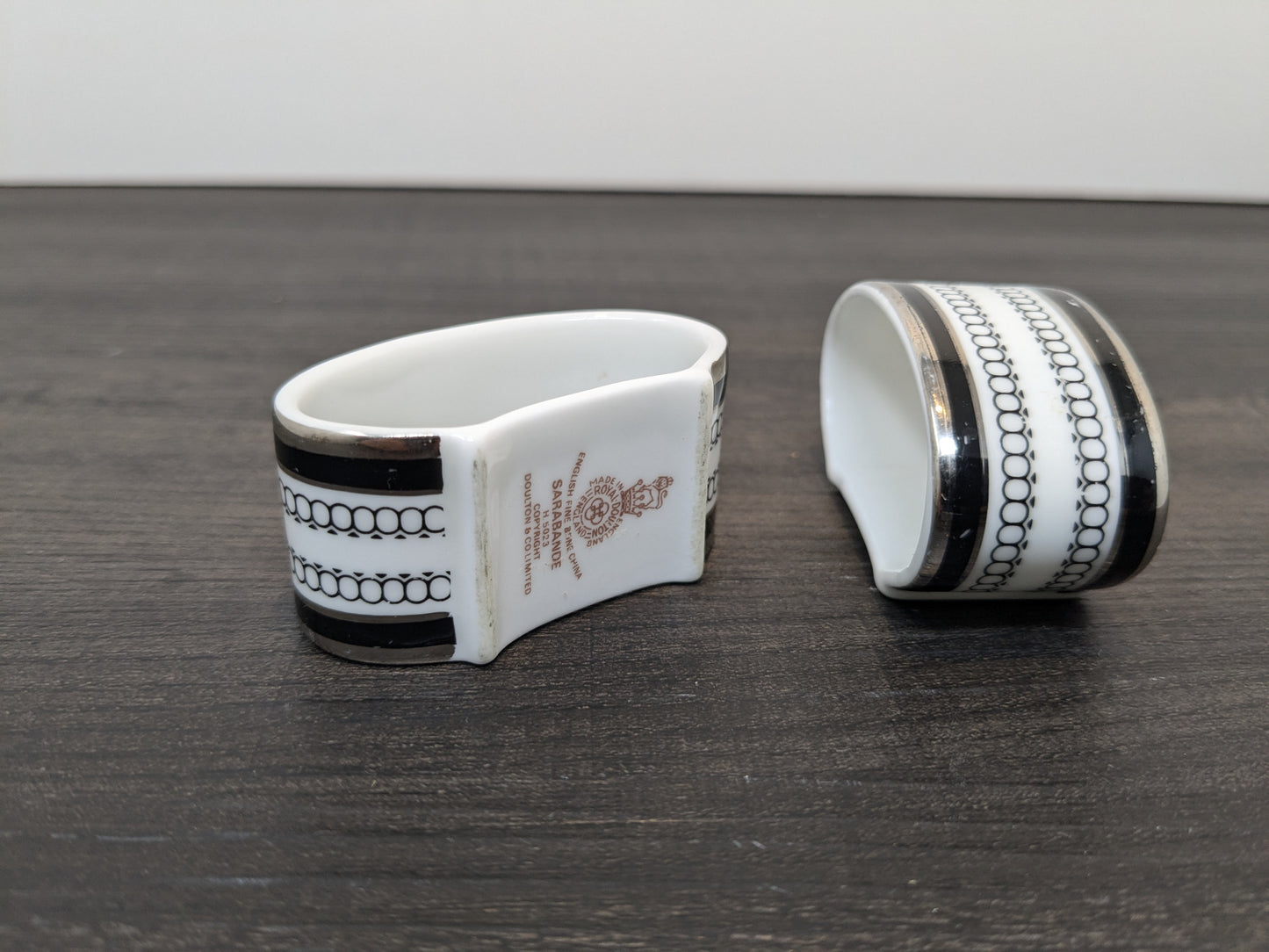 Pair of Royal Doulton Sarabande Napkin Rings | Discontinued Pattern | Neo Deco