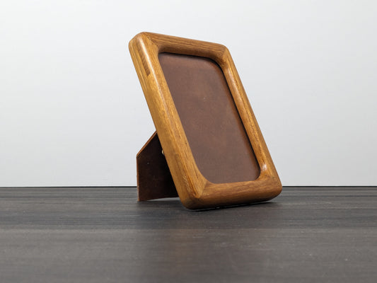 Mid Century Teak Picture Frame | Solid Teak Rectangular Frame | Vertical or Wall Mounted Display | Fits 3 1/2" X 5" Photo