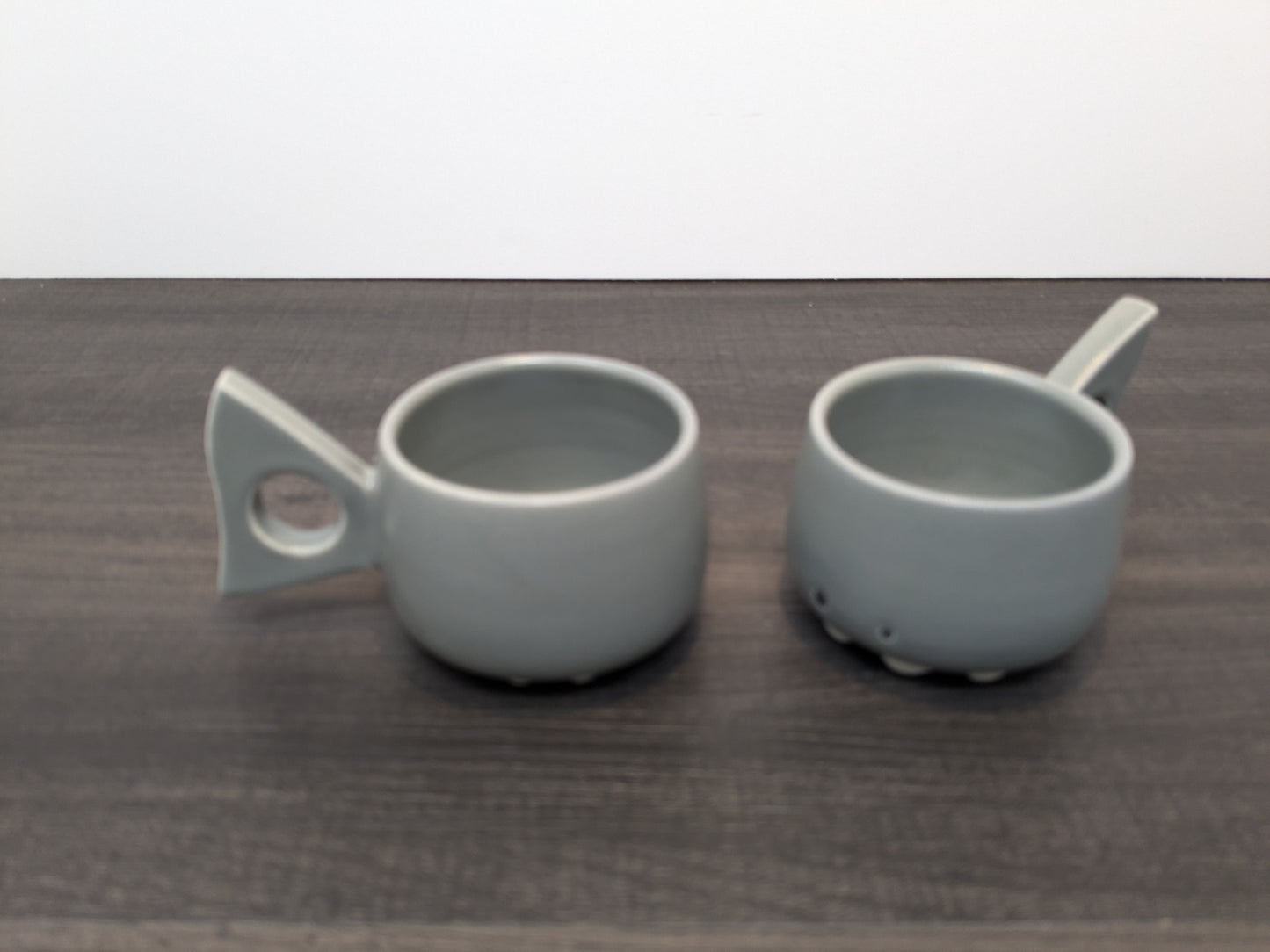Creation Li "CHOMPS" Mini Espresso Cups | Studio Pottery Coffee Mugs | Pair of Espresso Shark Mugs