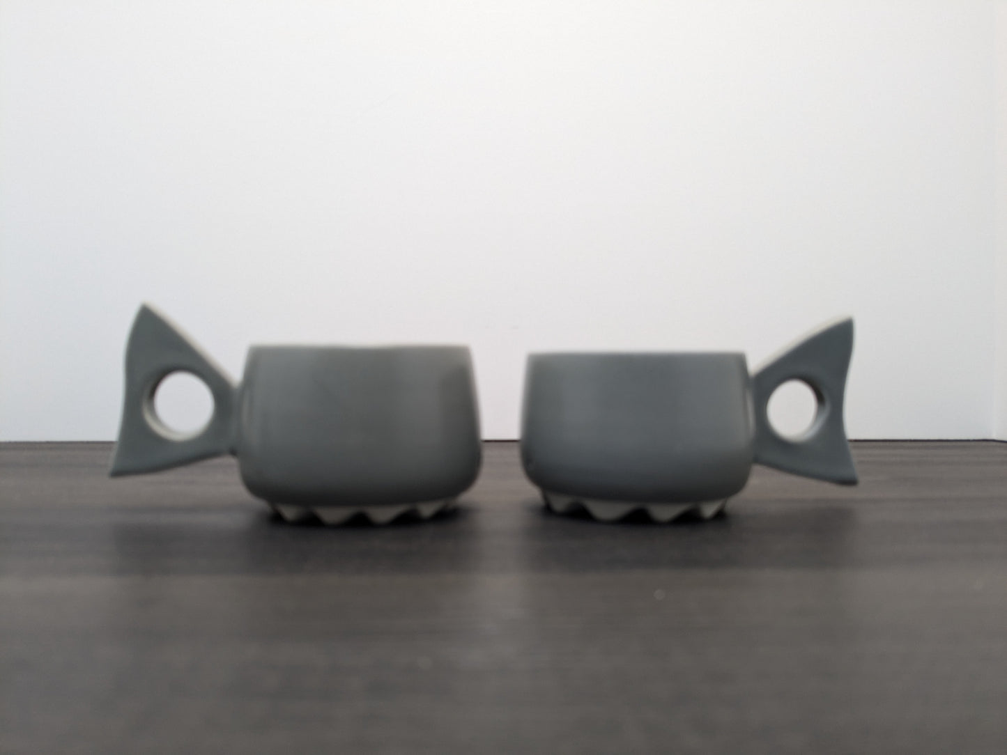 Creation Li "CHOMPS" Mini Espresso Cups | Studio Pottery Coffee Mugs | Pair of Espresso Shark Mugs