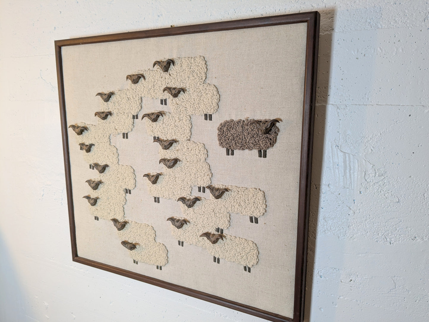 Textile Art Flock of Sheep | Black Sheep Water Caltrop Heads