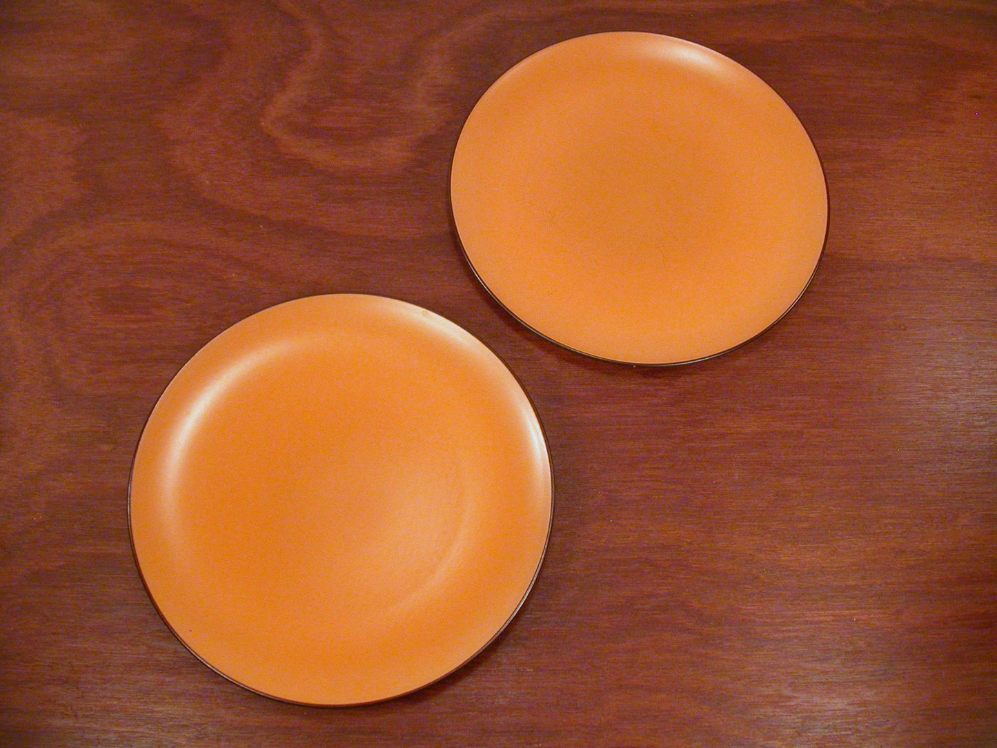 2 Mikasa Sherbet Orange Dinner Plates, Mikasa Terra stone Dinnerware