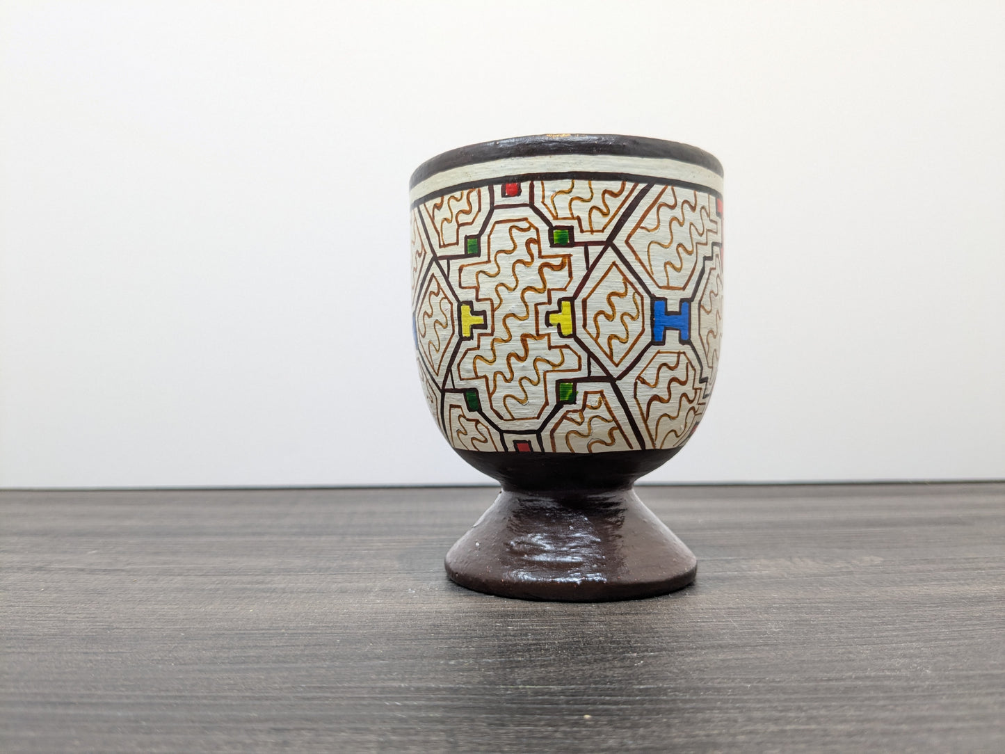 Vintage Indigenous Peruvian Pottery | Cup Shaped Polychrome Shipibo Pottery