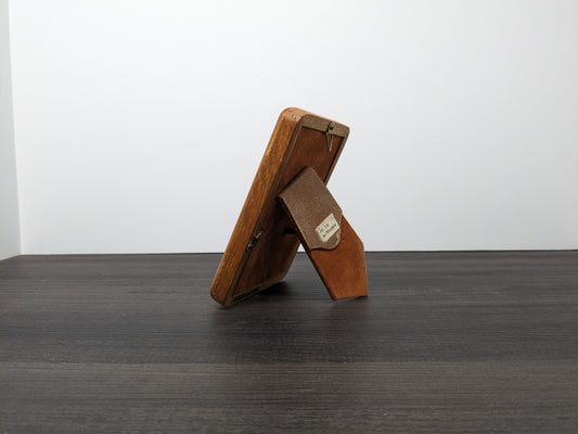 Mid Century Teak Picture Frame | Solid Teak Rectangular Frame | Vertical or Wall Mounted Display | Fits 3 1/2" X 5" Photo