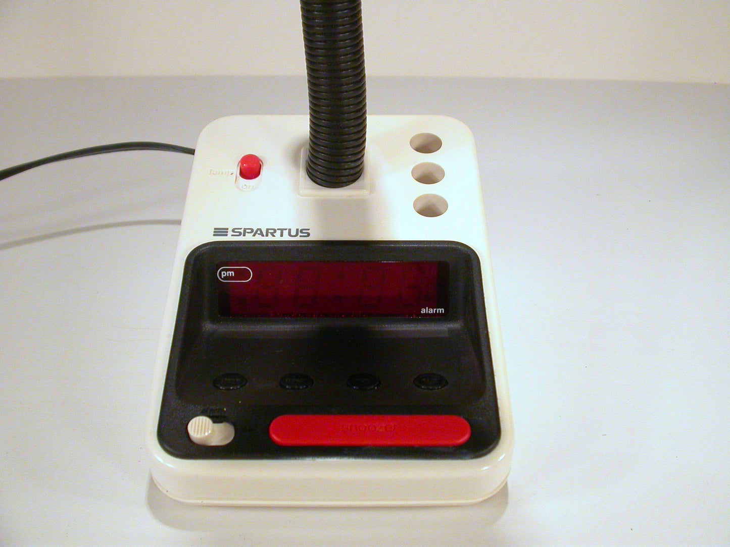 Spartus Digital Display Alarm Clock with Gooseneck Lamp, Mod Alarm and Table Light