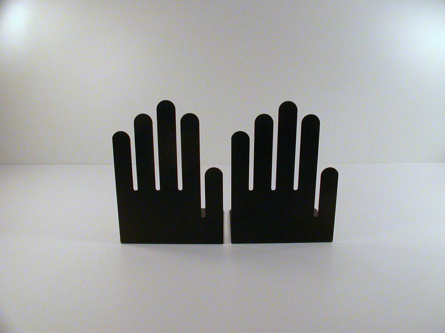 Powder Coated Black Metal Bookends | Postmodern Spectrum Design Hand Shaped Bookends