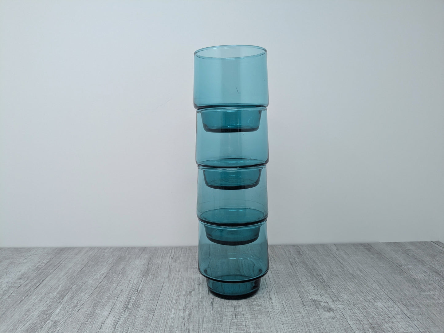 Mid-Century Aquamarine Tumblers | Set of 4 Drinking Glasses