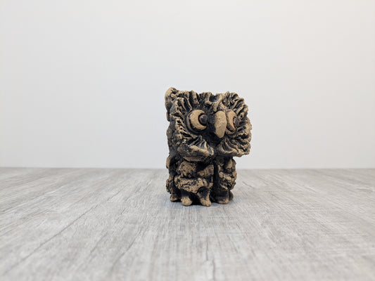 Vintage 1970’s Owl Sculpture | Brutalist Stoneware Pottery | Artisan Signed, HW