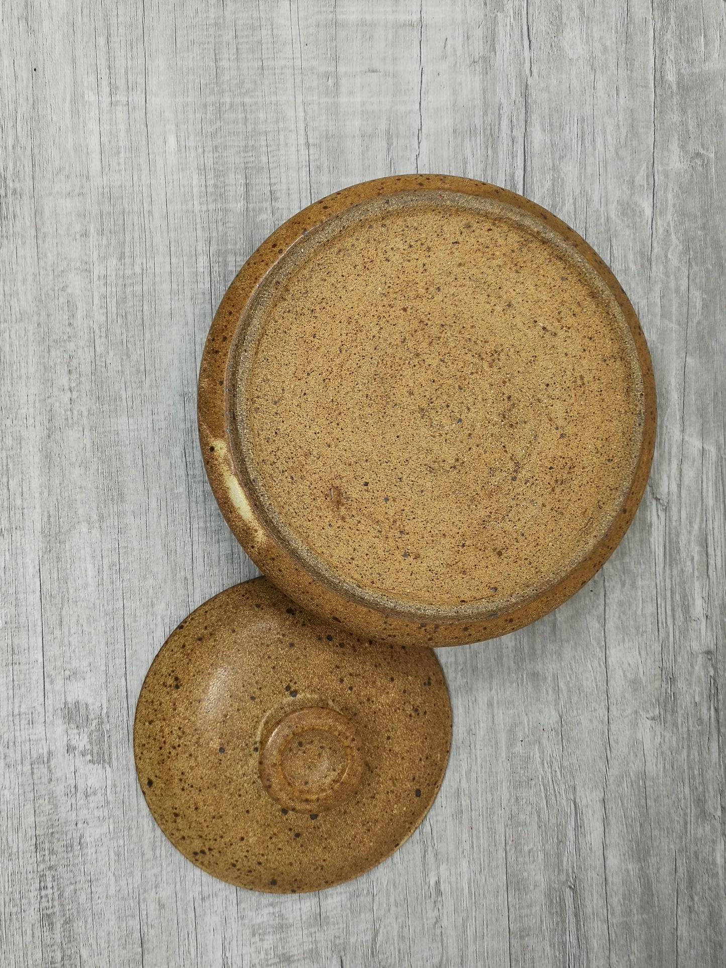 Stoneware Studio Pottery Covered Dish | Ginger or Garlic Storage or Pot Pourri  Dish | Signed on Base