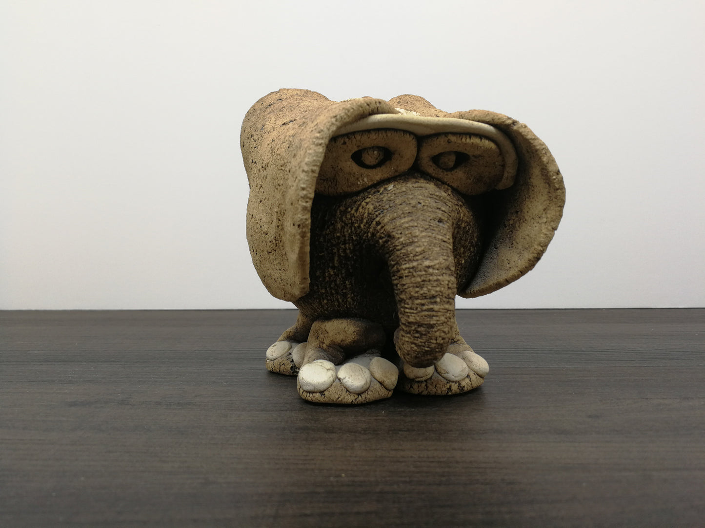 Vintage Studio Pottery Ceramic Elephant Sculpture | Mid Century Stylized Elephant | Brutalist Elephant Sculpture