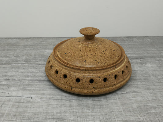 Stoneware Studio Pottery Covered Dish | Ginger or Garlic Storage or Pot Pourri Dish | Signed on Base