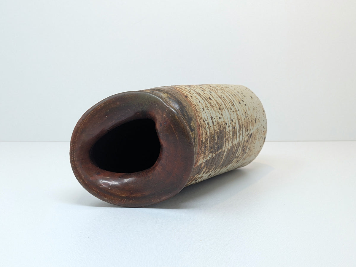 Brutalist Stoneware Vase or Pitcher | Heavy Textured Mid Century Pottery