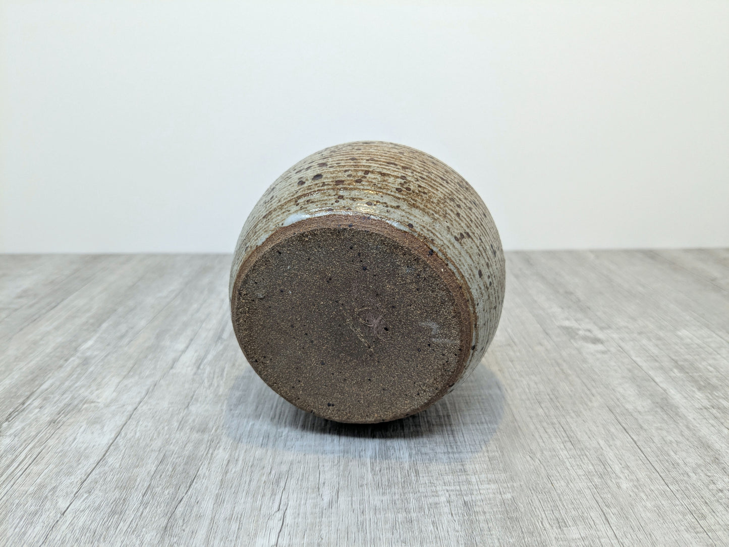 Grooved Stoneware Bulb Vase | Narrow Neck