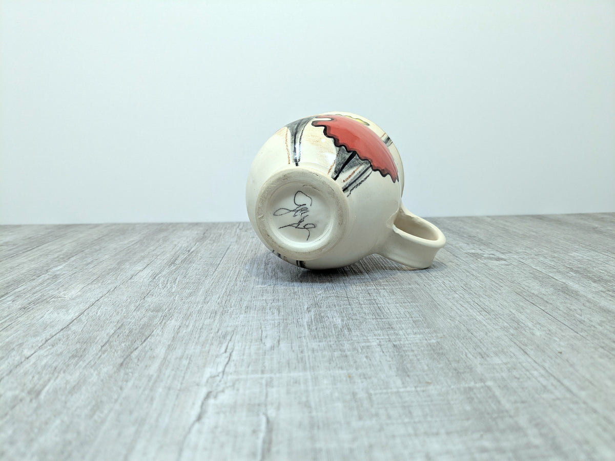 Ceramic Cup Bright Abstract Poppy Design | Hand Made