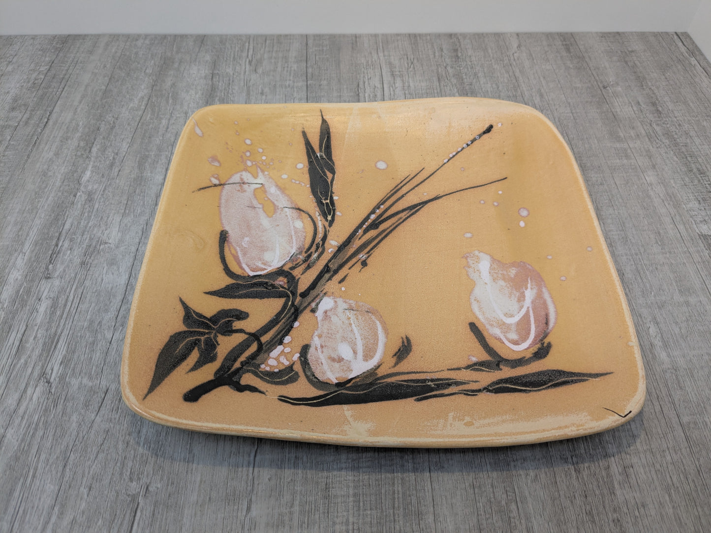 Sue Hara Art Pottery Plate | Magnolia Flowers