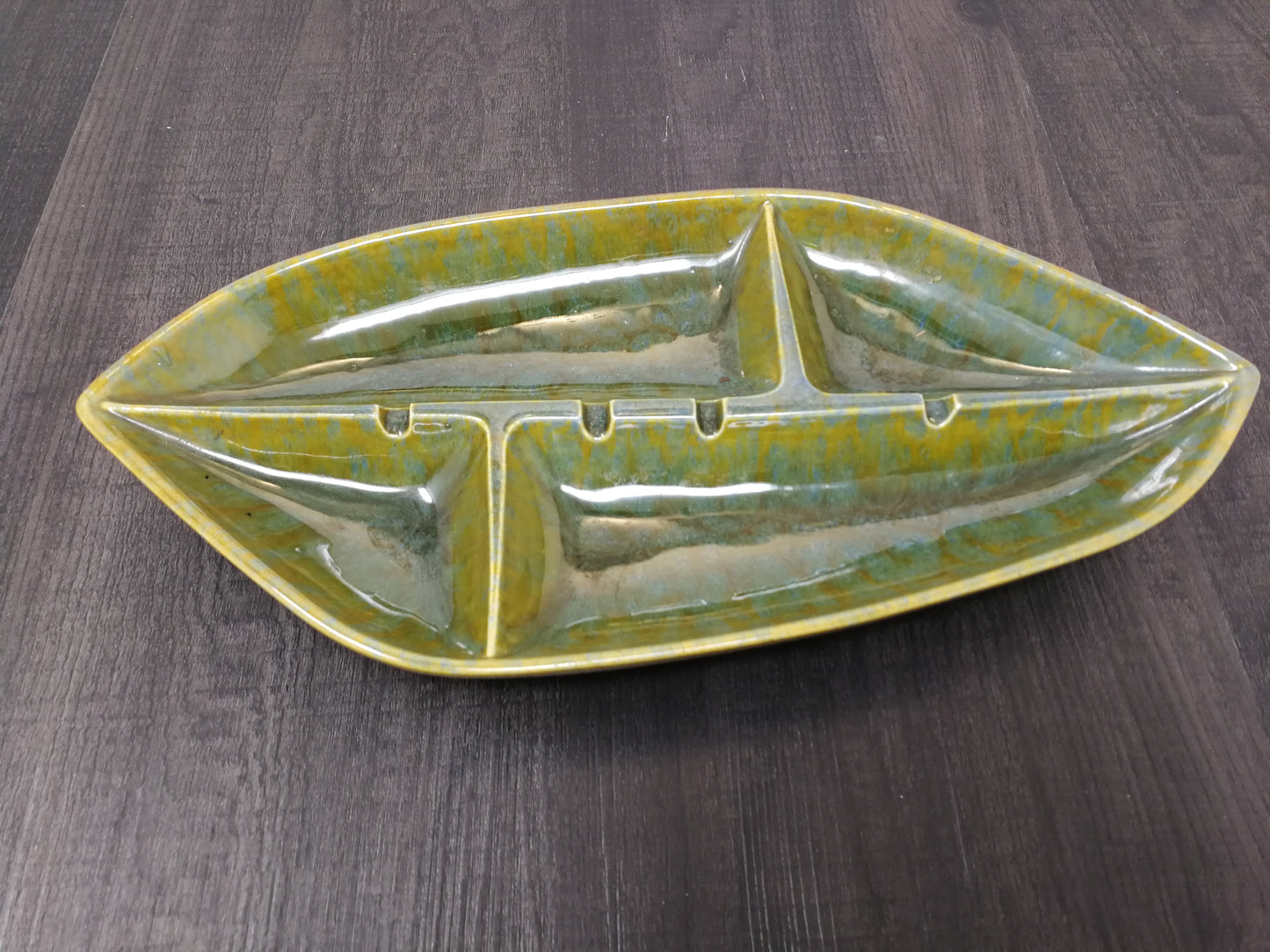 Sunburst Pottery Green Ashtray