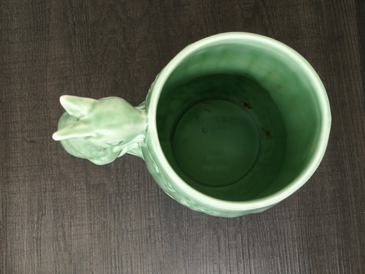Art Pottery Tankard made in England by Sylvac | Beautiful Detail on Squirrel Handle | Light Green Glaze Finish