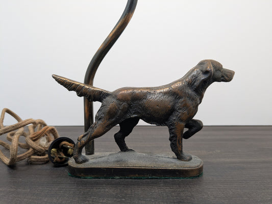 Faux Bronze Pointer Dog 1930's Art Deco Table Lamp