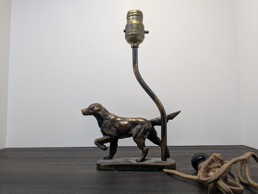 Faux Bronze Pointer Dog 1930's Art Deco Table Lamp