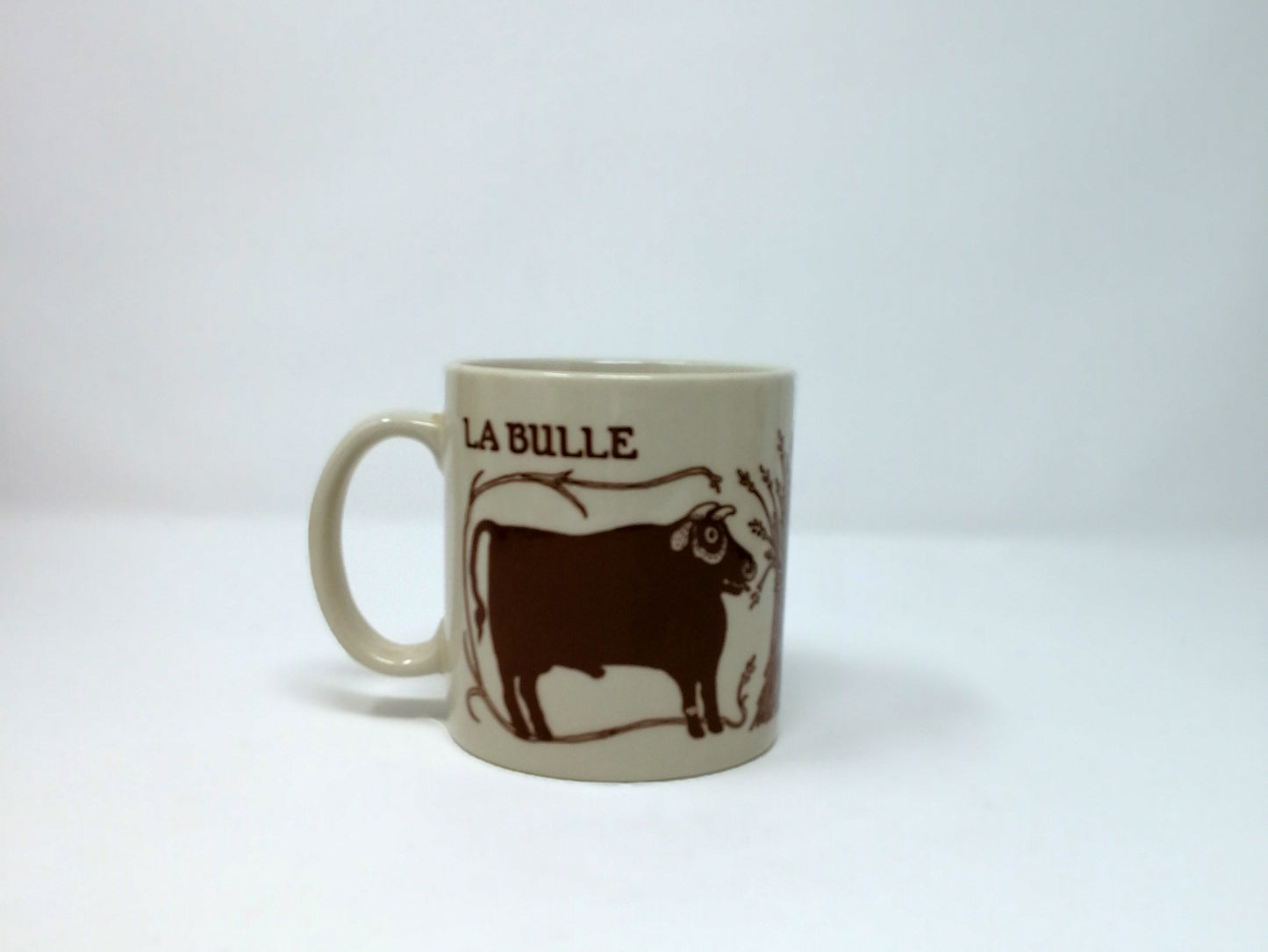 Vintage La Vache  Ceramic Mug | Taylor & NG Original 1979 Mug | Cream Body Brown Graphics