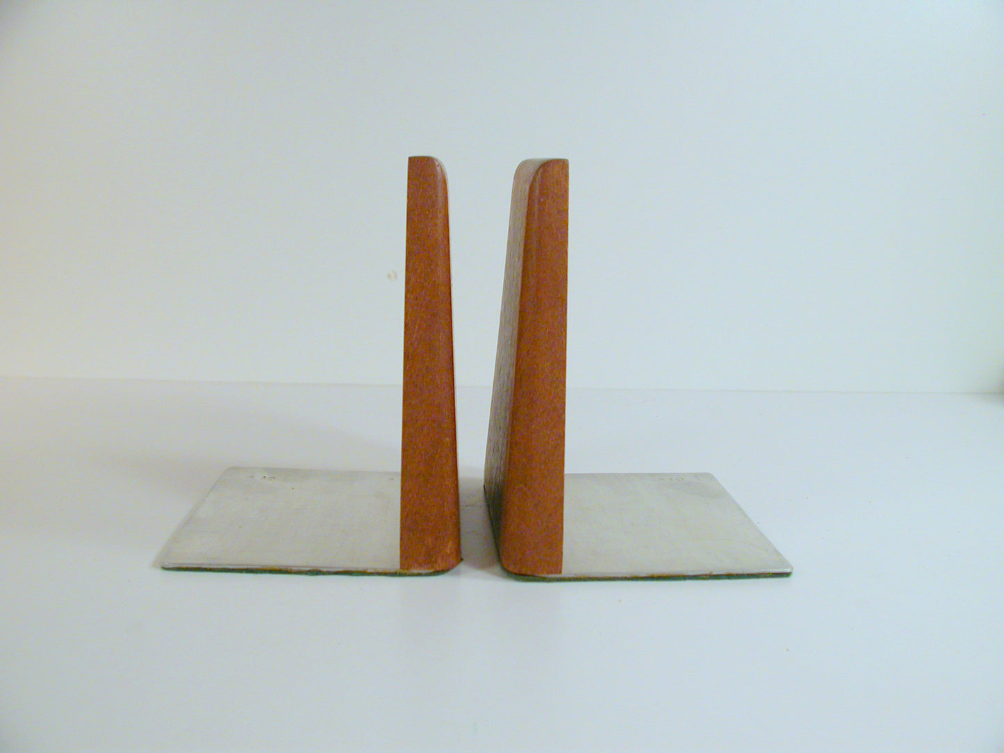 Vintage Minimalist Teak and Metal Bookends | Mid Century Office Supply