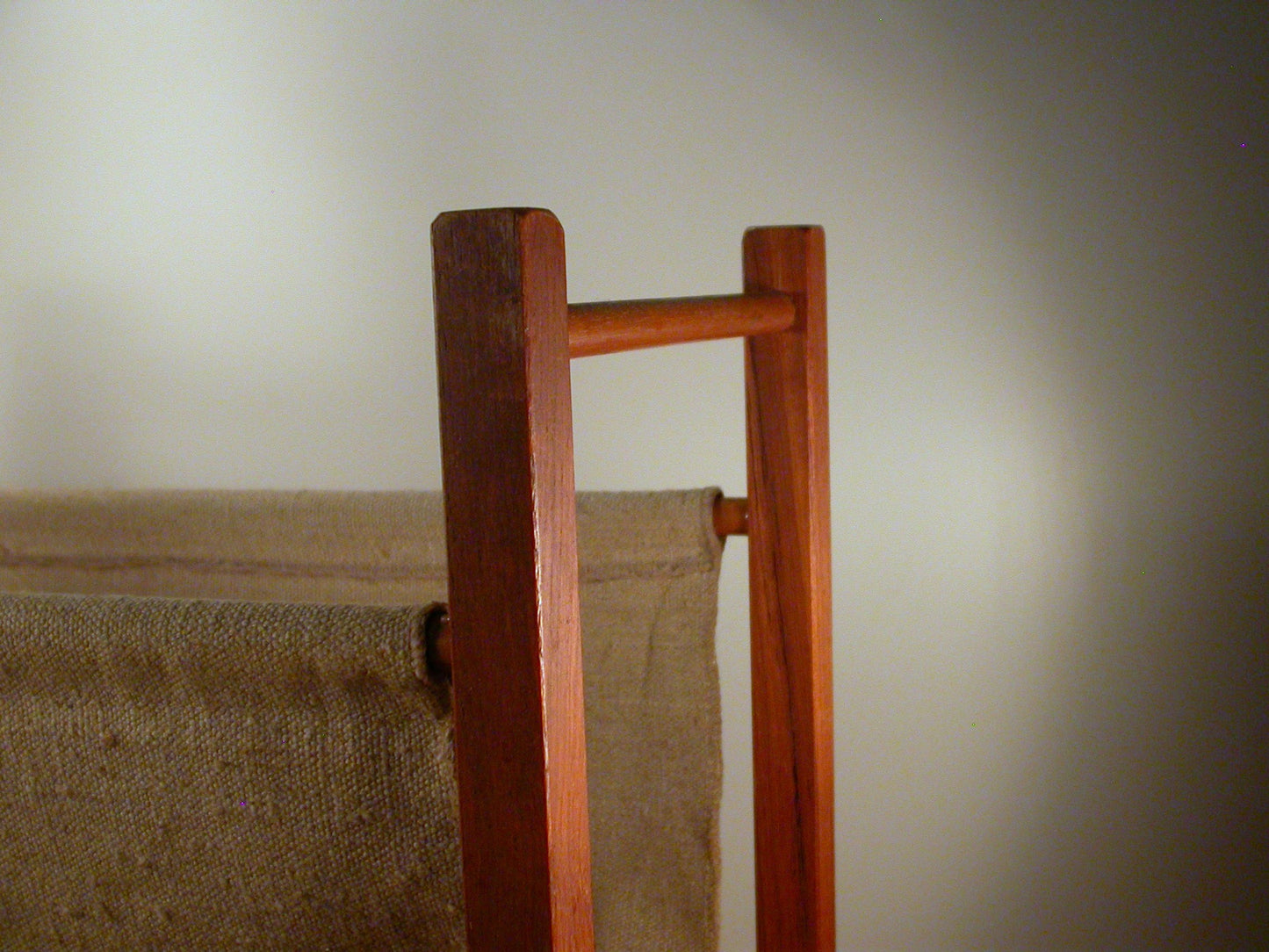 Teak Magazine Rack, Mid Century Teak Magazine Rack with Canvas Liner