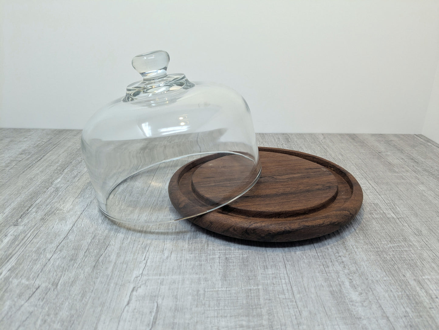 Teak Cheese Board with Glass Lid | MCM Vintage Cheese Board