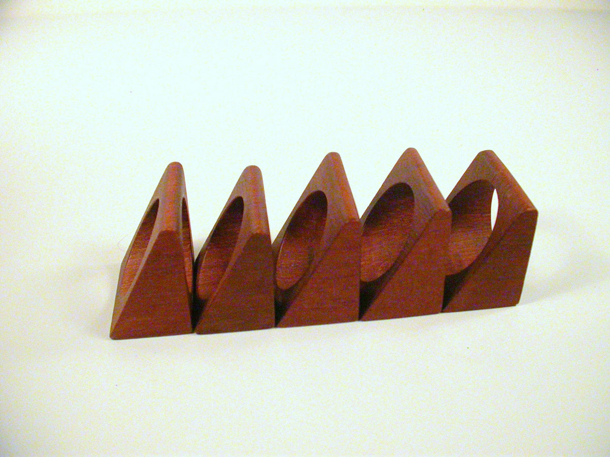 Teak Napkin Holder set of 5. MCM Teak Napkin Holders