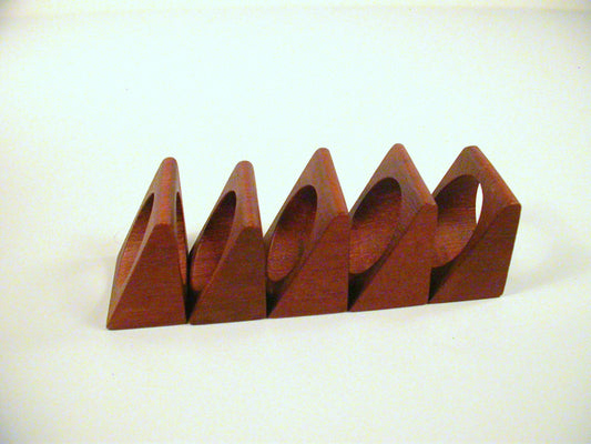 Teak Napkin Holder set of 5. MCM Teak Napkin Holders