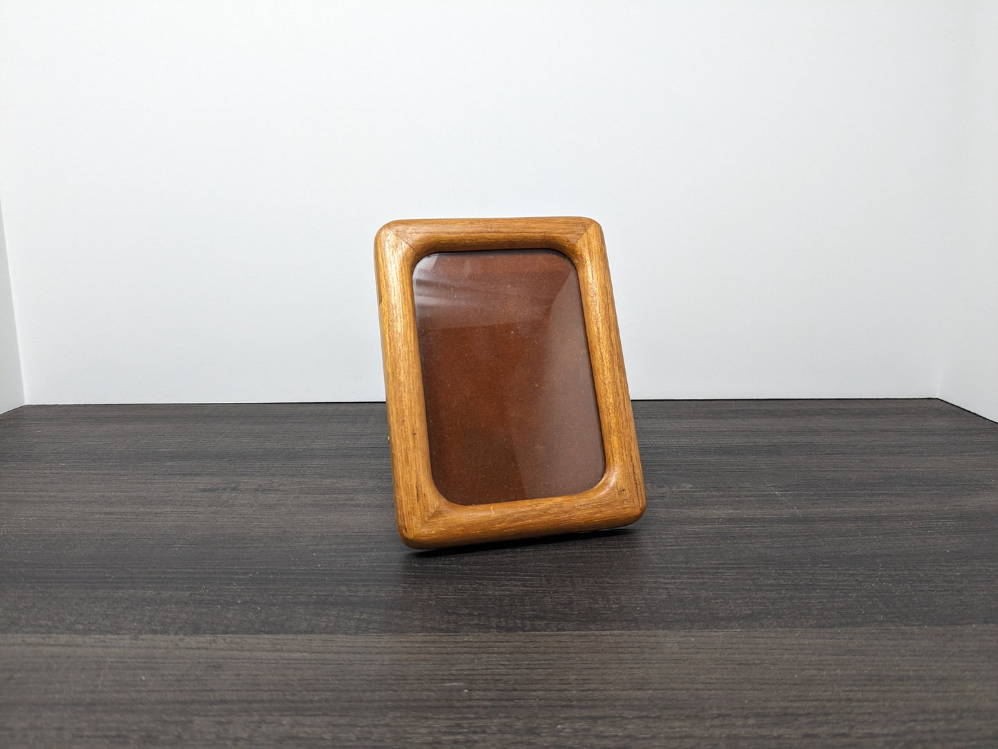 Mid Century Teak Picture Frame | Solid Teak Rectangular Frame | Vertical or Wall Mounted Display | Fits 3 1/2" X 5" Photo