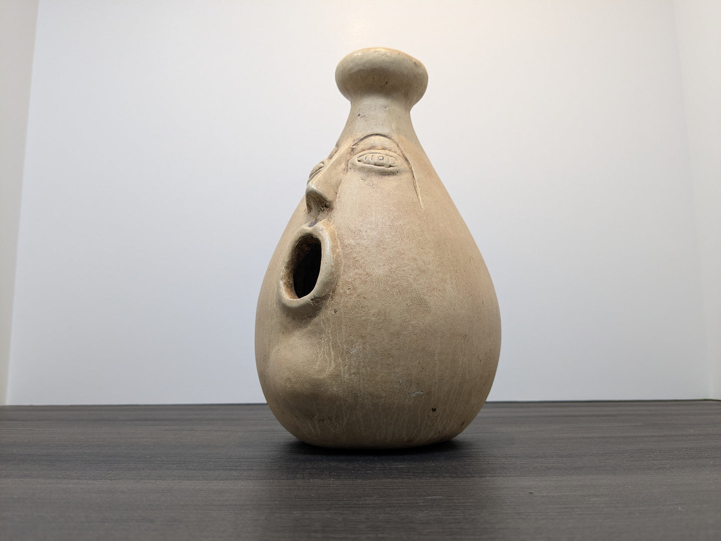 Vintage Mexican Folk Art Terracotta face candle / incense holder