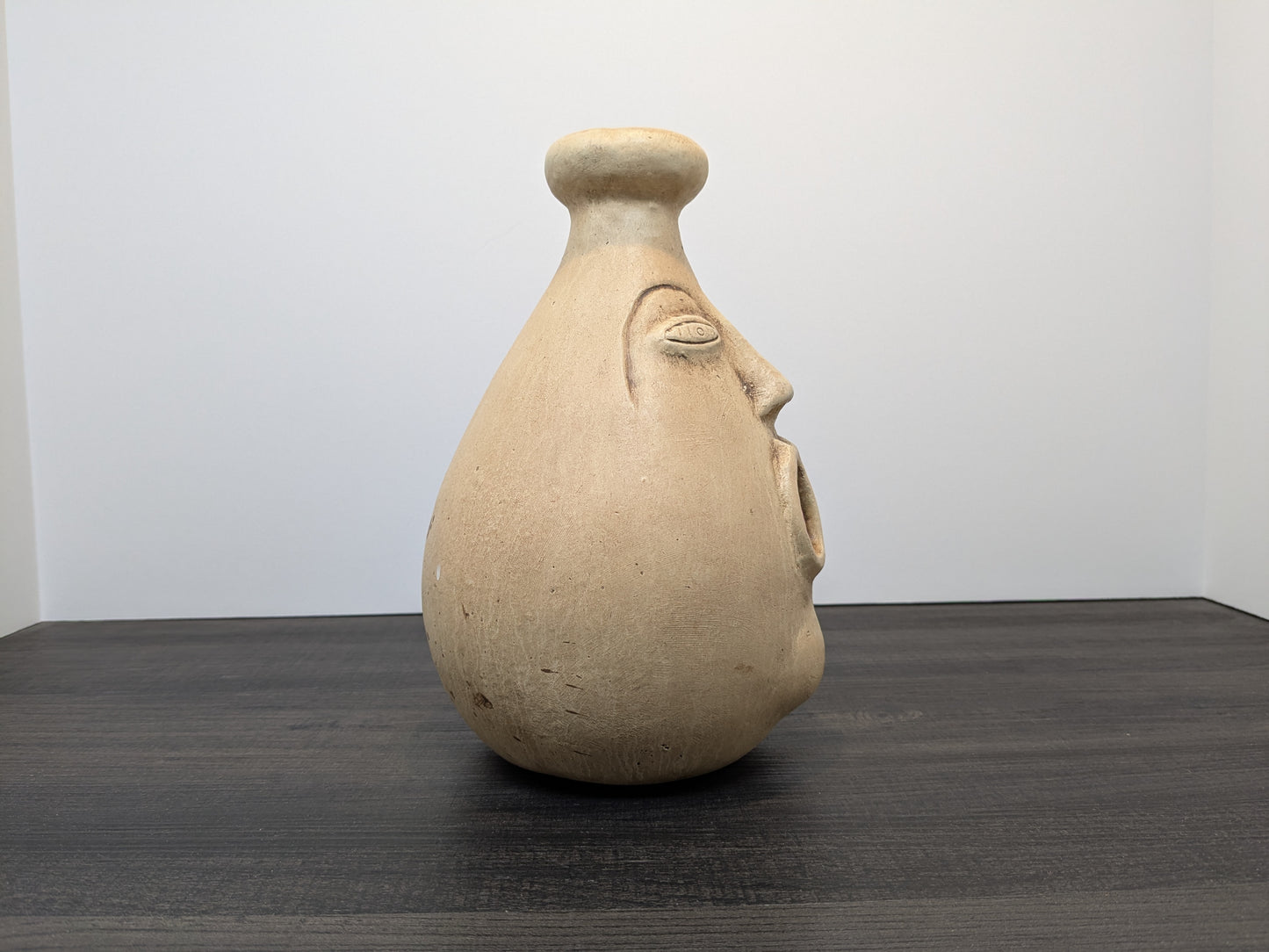 Vintage Mexican Folk Art Terracotta face candle / incense holder