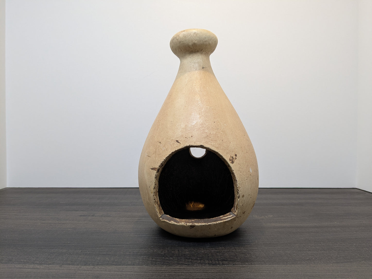 Vintage Mexican Folk Art Terracotta face candle / incense holder