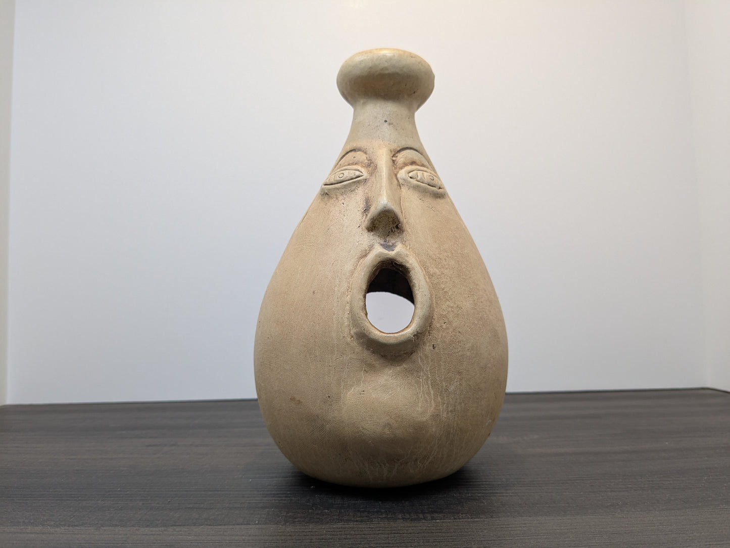 Vintage Mexican Folk Art Terracotta face candle / incense holder