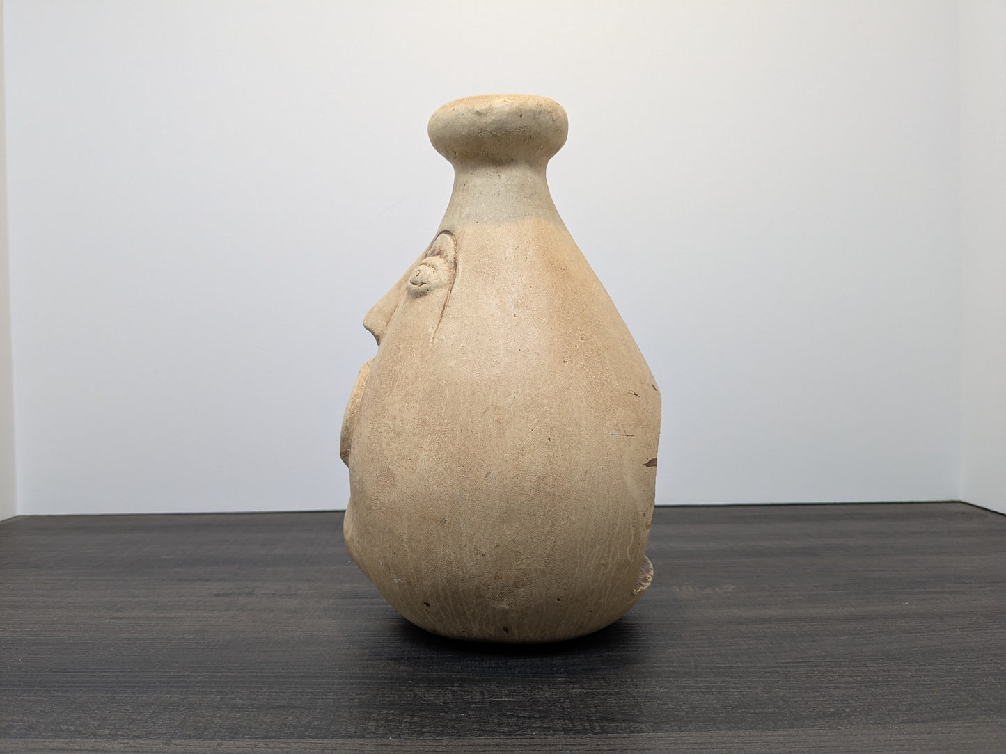 Vintage Mexican Folk Art Terracotta face candle / incense holder