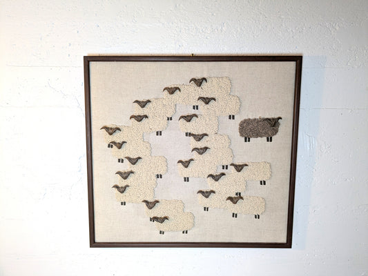 Textile Art Flock of Sheep | Black Sheep Water Caltrop Heads