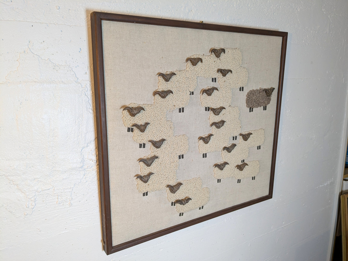 Textile Art Flock of Sheep | Black Sheep Water Caltrop Heads