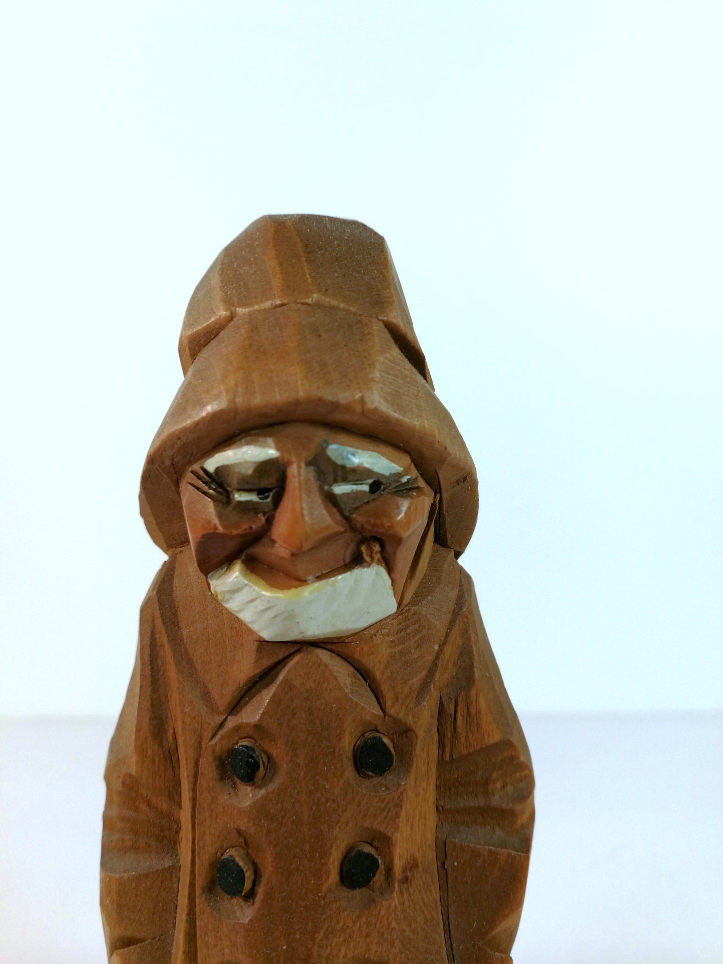 Tom Hannah Wood Carving "SALTY" , Folk Art Wood Carving of Sea Captain, Hand Carved Pine or Bass Wood Statue