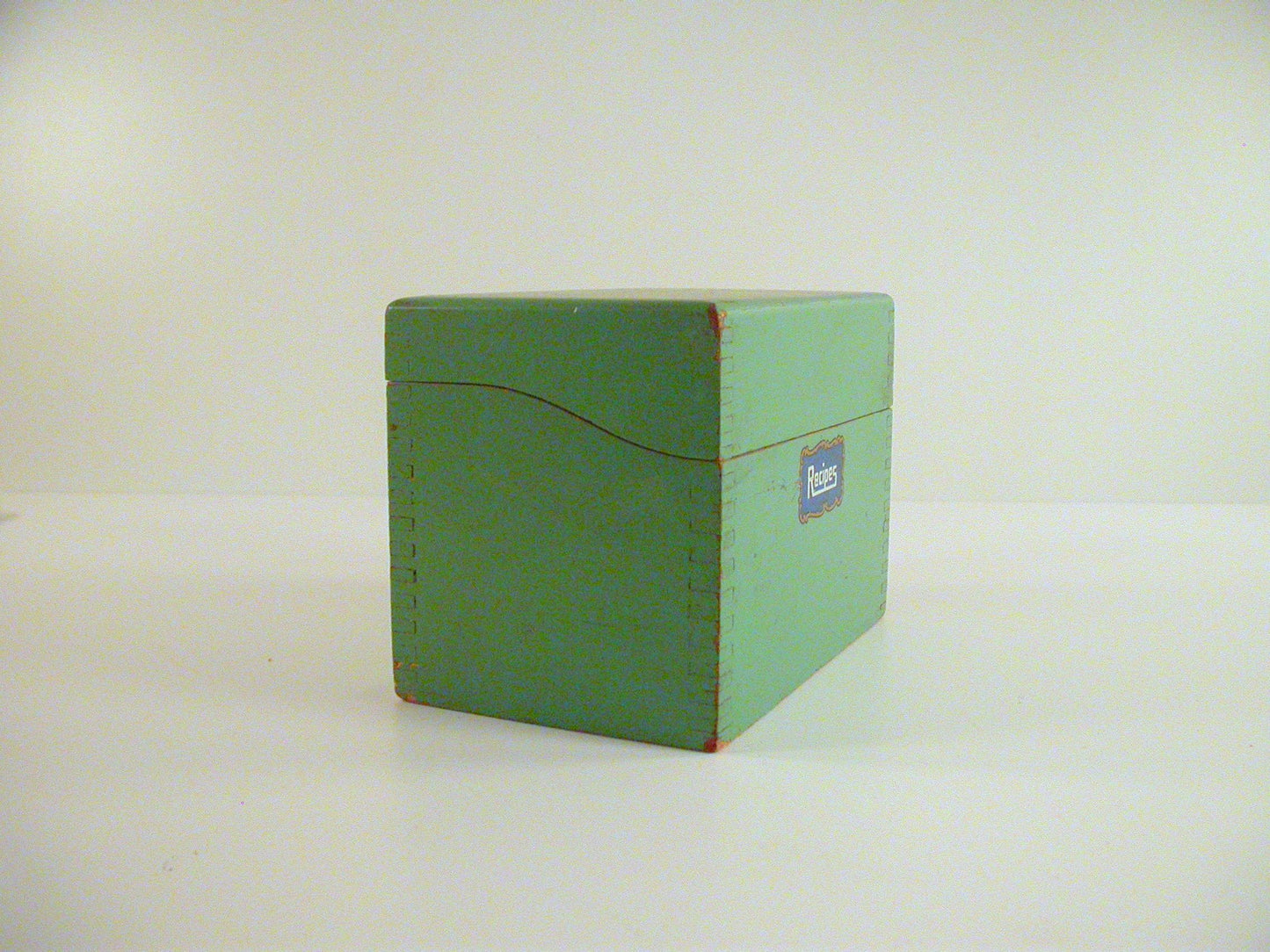 Vintage Wood Recipes Box | Green Recipes Box with Index Cards