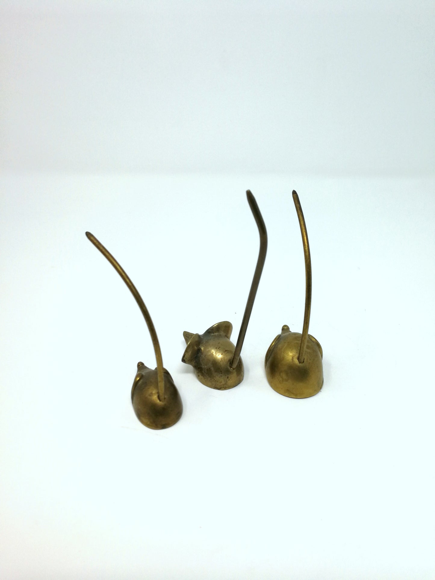 Brass Mice | Set of 3 Ring Holders  | Cast Brass Mice with long Vertical Tails