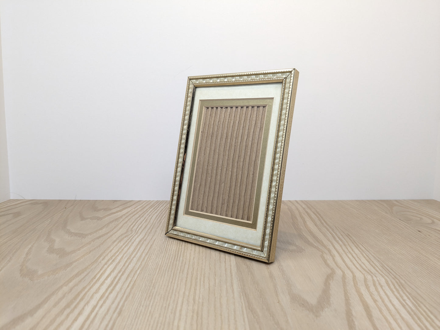 Hollywood Regency  Metal Picture Frame | Faux Mother of Pearl Border
