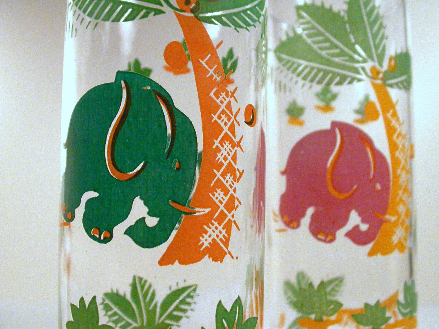 Vintage Drinking Glasses | Elephant Tumblers | 2 Vintage Federal Glass Barware Glassware