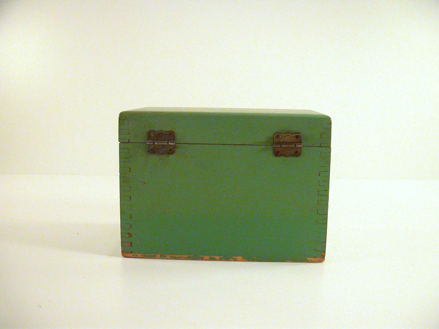 Vintage Wood Recipes Box | Green Recipes Box with Index Cards