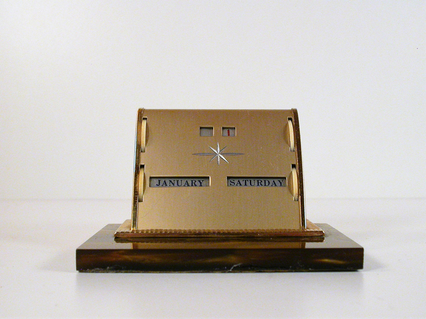 Vintage Space Age Design Perpetual Desk Calendar, Metal and Plastic Calendar