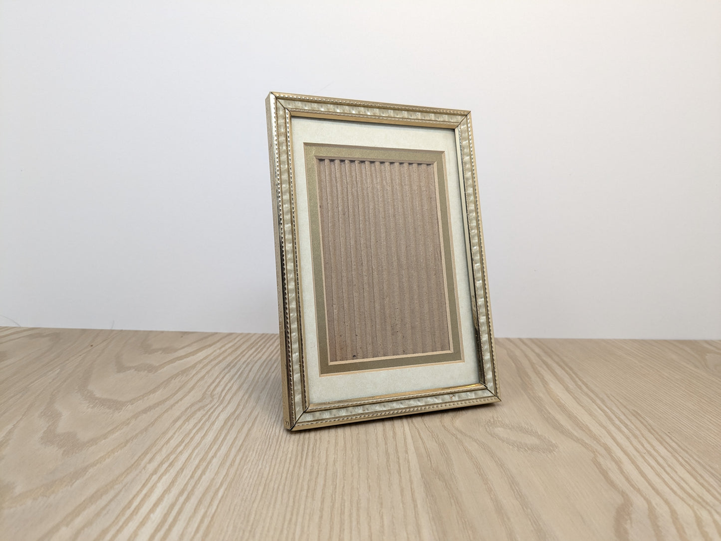 Hollywood Regency  Metal Picture Frame | Faux Mother of Pearl Border