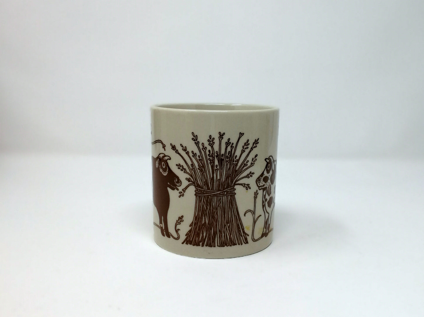 Vintage La Vache  Ceramic Mug | Taylor & NG Original 1979 Mug | Cream Body Brown Graphics