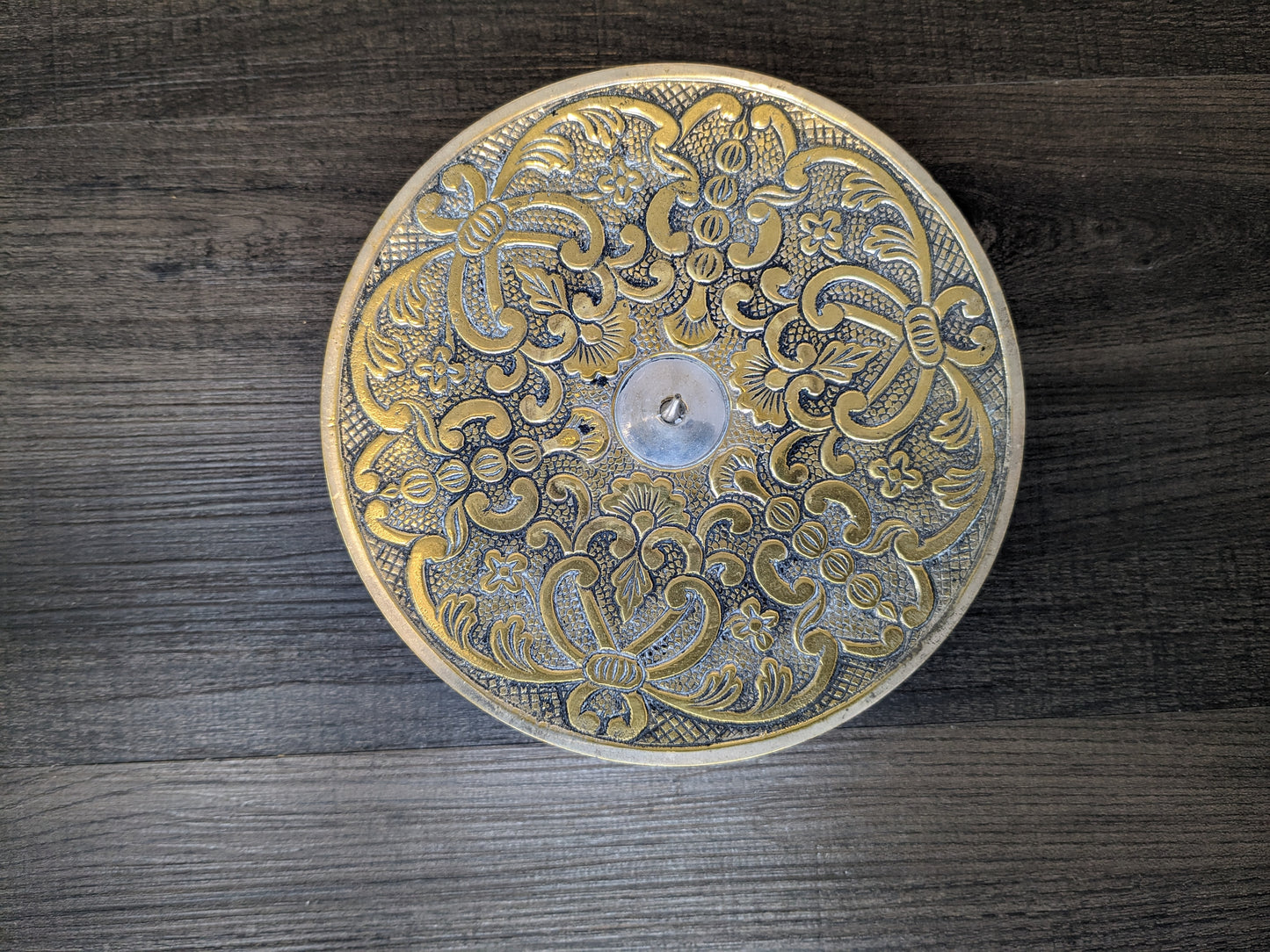 Brass Pedestal Base Candle Stand | Intricate Etched Design | Boho Style