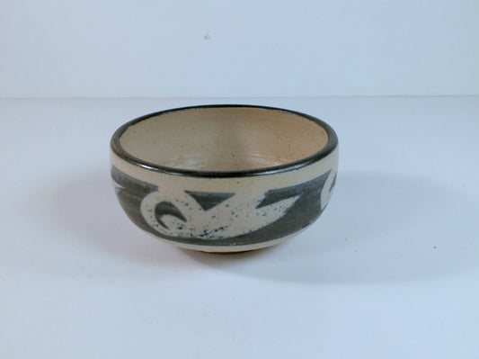Walter Dexter Studio Pottery Bowl Blue Gray Glaze over Off White Body, Hand Made Pottery